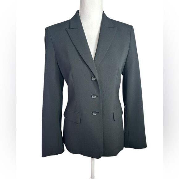 Elie Tahari Blazer Black Jacket Peak Lapel Career Cocktail Classic Fitted Sz 6P - Picture 1 of 13